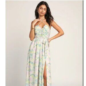 Abloom Green Floral Halter Maxi Dress